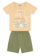Conj. Camiseta E Bermuda Bege