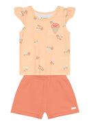 Conj. Blusa E Shorts Laranja Claro