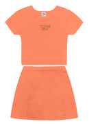 Conj. Blusa E Saia Shorts Laranja Claro