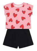 Conj. Blusa E Shorts Rosa Claro
