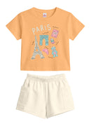 Conj. Blusa E Shorts Laranja Claro