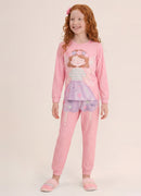 Pijama Blusa E Calça Rosa Claro