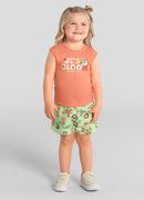 Conj. Blusa E Shorts Laranja Claro