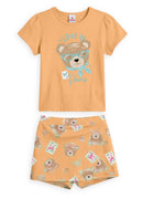 Conj. Blusa E Shorts Saia Laranja Claro