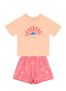 Conj. Blusa E Shorts Rosa Claro