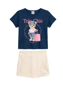 Conj. Blusa E Shorts Saia Azul Escuro
