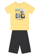 Conj. Camiseta E Bermuda Amarelo Claro