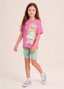 Conj. Blusa E Ciclista Rosa