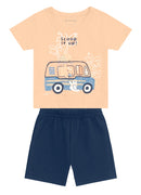 Conj. Camiseta E Bermuda Laranja Claro