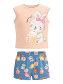 Conj. Blusa E Shorts Rosa Claro