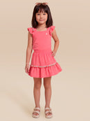 Conj. Blusa E Saia Shorts Rosa Claro