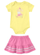 Conj. Body E Saia Amarelo Claro