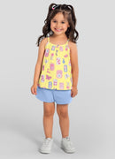 Conj. Blusa E Shorts Amarelo Claro