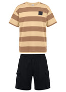 Conj. Camiseta E Bermuda Bege