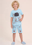 Pijama Camiseta E Bermuda Azul Claro