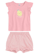 Conj. Blusa E Shorts Rosa Claro