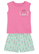 Conj. Blusa E Shorts Rosa