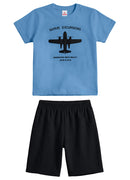 Conj. Camiseta E Bermuda Azul Claro