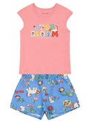 Conj. Blusa E Shorts Rosa Claro