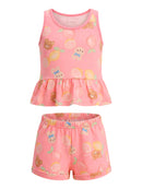 Conj. Blusa E Shorts Rosa Claro
