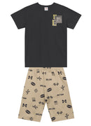 Conj. Camiseta E Bermuda Cinza Escuro
