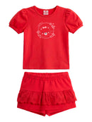 Conj. Blusa E Shorts Saia Vermelho
