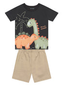 Conj. Camiseta E Bermuda Cinza Escuro