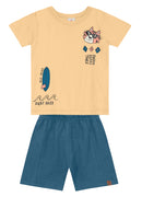 Conj. Camiseta E Bermuda Bege