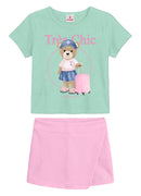 Conj. Blusa E Shorts Saia Verde Claro