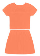 Conj. Blusa E Saia Shorts Laranja Claro
