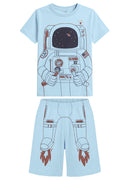 Pijama Camiseta E Bermuda Azul Claro