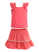 Conj. Blusa E Saia Shorts Rosa Claro