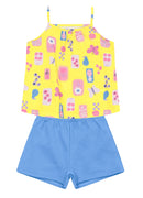 Conj. Blusa E Shorts Amarelo Claro