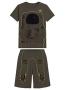 Pijama Camiseta E Bermuda Marrom Claro