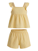 Conj. Blusa E Shorts Amarelo Claro
