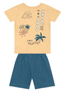 Conj. Camiseta E Bermuda Bege